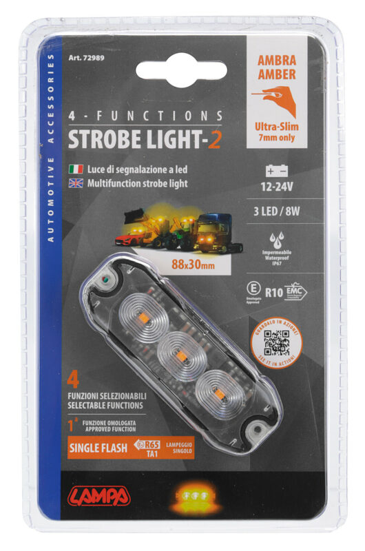 Luce di segnalazione multifunzione a 3 Led, 12/24V - 88x30 mm - Arancio - immagine 4