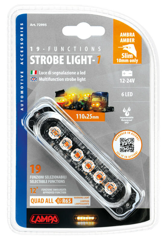 Luce di segnalazione multifunzione a 6 Led, 12/24V - Arancio - immagine 5