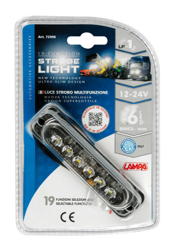 Luce strobo multifunzione a 6 Led, 12/24V - Bianco - immagine 5