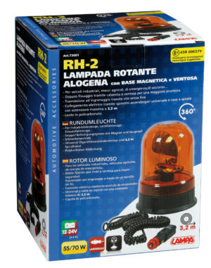 RH-2, luce di segnalazione alogena con base magnetica e ventosa, 12/24V - immagine 3