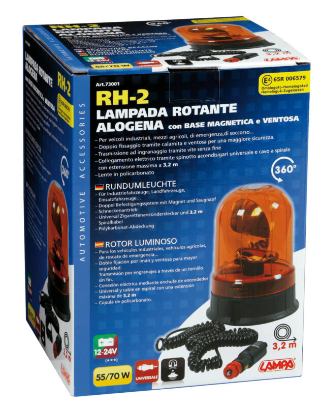 RH-2, luce di segnalazione alogena con base magnetica e ventosa, 12/24V - immagine 3