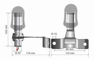Fix-5, Staffa con perno e spinotto DIN per luce di segnalazione, attacco tubolare - immagine 2
