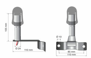 Fix-7, Staffa con perno e spinotto DIN per luce di segnalazione, attacco tubolare - immagine 2