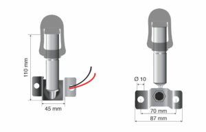 Fix-8, Staffa con perno e spinotto DIN per luce di segnalazione, attacco tubolare - immagine 2