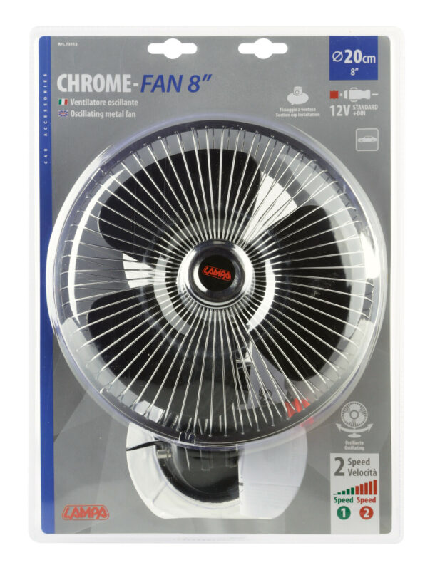 Chrome-fan, ventilatore con ventosa Ø 8" - 12V - immagine 2