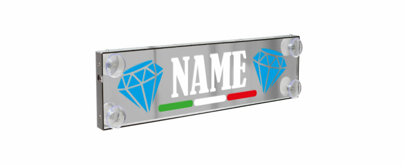 Laser Mono Flag, tabella personalizzabile a Led, 12/24V - 50x13,5 cm