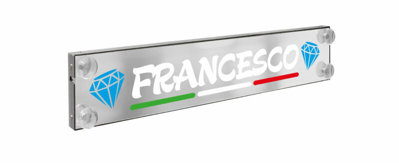 Laser Mono Flag, tabella personalizzabile a Led, 12/24V - 75x13,5 cm