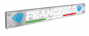 Laser Mono Flag, tabella personalizzabile a Led, 12/24V - 125x13,5 cm