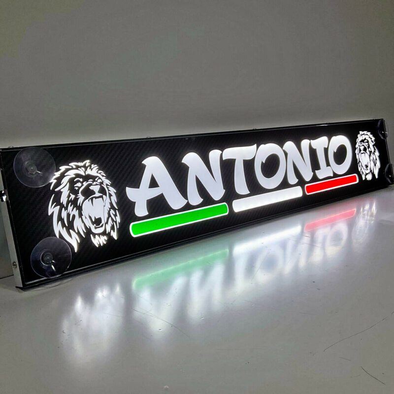 Carbon-Look Mono Flag, tabella personalizzabile a Led, 12/24V - 75x13,5 cm - immagine 4