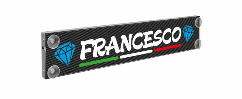 Carbon-Look Mono Flag, tabella personalizzabile a Led, 12/24V - 75x13,5 cm