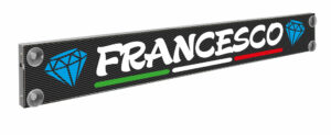 Carbon-Look Mono Flag, tabella personalizzabile a Led, 12/24V - 125x13,5 cm