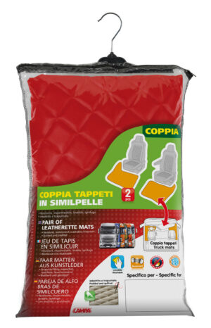 Coppia tappeti in Skeentex - Rosso - compatibile per Mercedes Actros MP4 (09/11>09/19) cabina larga, sedile pass. pieghevole - Mercedes Actros MP5 (10/19>) cabina larga, sedile pass. pieghevole - immagine 2