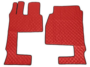Coppia tappeti in Skeentex - Rosso - compatibile per Mercedes Actros MP4 (09/11>09/19) cabina larga, sedile pass. pieghevole - Mercedes Actros MP5 (10/19>) cabina larga, sedile pass. pieghevole