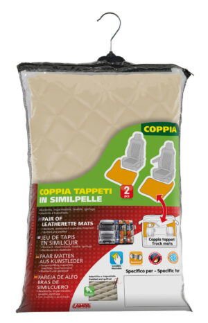 Coppia tappeti in Skeentex - Panna - compatibile per Mercedes Actros MP4 (09/11>09/19) cabina larga, sedile pass. pieghevole - Mercedes Actros MP5 (10/19>) cabina larga, sedile pass. pieghevole - immagine 2