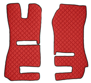 Coppia tappeti in Skeentex - Rosso - compatibile per Scania R Serie 6 - Streamline (01/15>12/17) automatico, manuale, sedili Recaro, sedile pass. pieghevole - Scania R Serie 6 - Streamline (09/13>12/14) automatico, manuale, sedili Recaro, sedile pass. pieghevole