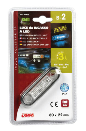 Luce ingombro a 3 Led, montaggio ad incasso, 9/32V - Blu - immagine 5