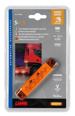 Luce ingombro a 6 Led, montaggio in superficie,12/24V - Arancio - immagine 5