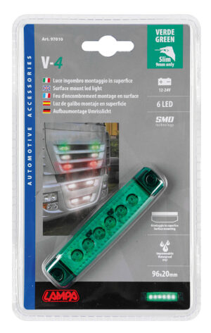 Luce ingombro a 6 Led, montaggio in superficie,12/24V - Verde - immagine 5