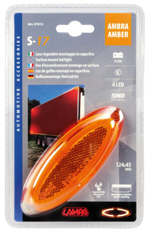 Luce ingombro a 4 led, montaggio in superficie, 12/24V - Arancio - immagine 5