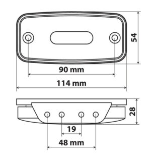 Luce ingombro con catarifrangente e staffa, 10/30V - 4 Led - Arancio - immagine 2
