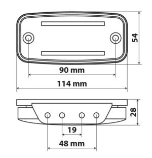 Luce ingombro con catarifrangente e staffa, 10/30V - 2 Led - Arancio - immagine 2