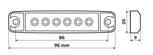 Set 20 pz, luce ingombro a 6 Led, montaggio in superficie, 12/24V - Rosso - immagine 3