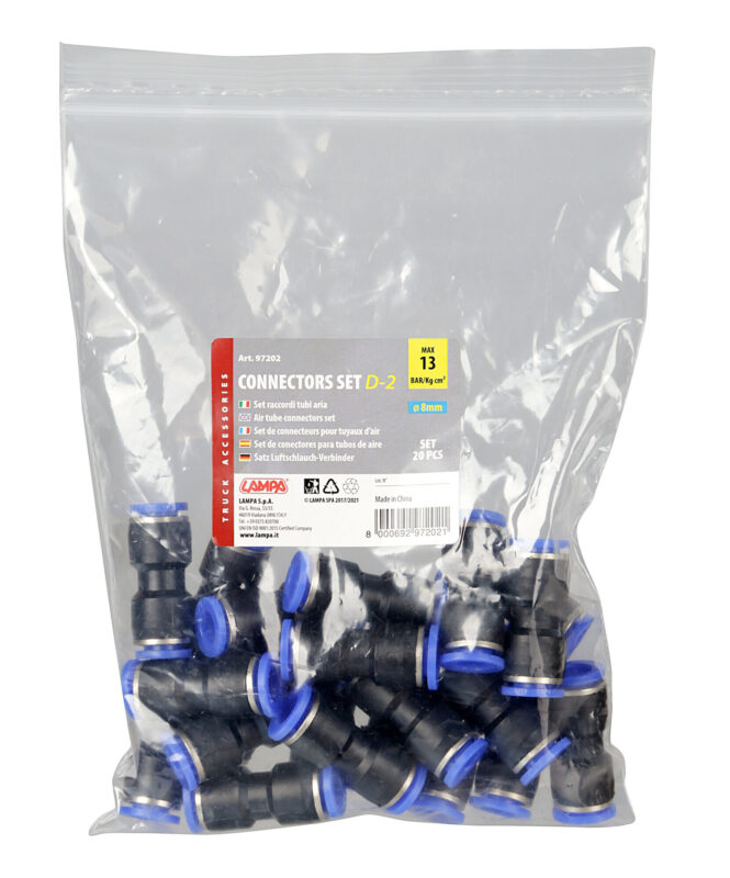 D-2, raccordo tubi aria, set 20 pz - Ø 8 mm - immagine 3