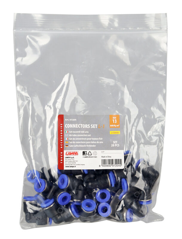 L-1, Raccordi a 90° per tubi aria, set 20 pz - Ø 6 mm - immagine 3