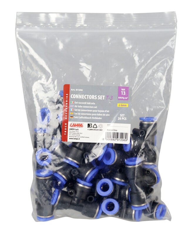 T-3, raccordo tubi aria, set 20 pz - Ø 6 mm - immagine 3
