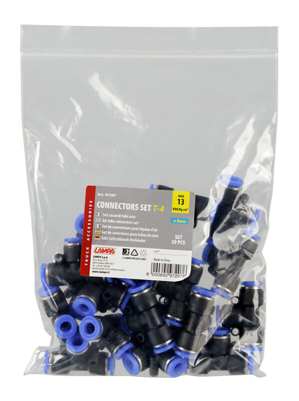 T-4, raccordo tubi aria, set 20 pz - Ø 8 mm - immagine 3