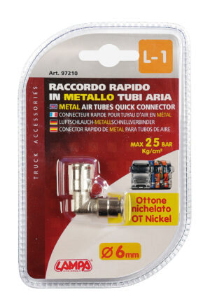 L-1, Raccordo a 90° in metallo, per tubi aria - Ø 6 mm - immagine 4