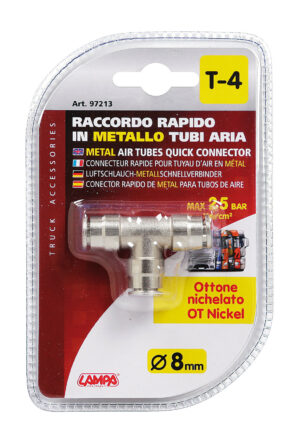 T-4, Raccordo in metallo, per tubi aria - Ø 8 mm - immagine 3