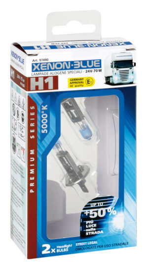 24V Lampada alogena Xenon Blue +50% luce - H1 - 70W - P14,5s - 2 pz  - Scatola - immagine 3