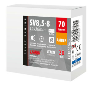 9/32V Led Series 2 SMD x 1 chip - 12x36 mm - SV8,5-8 - 20 pz  - Scatola - Arancio - Doppia polarità - Resistenza incorporata - immagine 4