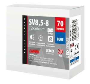 9/32V Led Series 2 SMD x 1 chip - 12x36 mm - SV8,5-8 - 20 pz  - Scatola - Blu - Doppia polarità - Resistenza incorporata - immagine 4