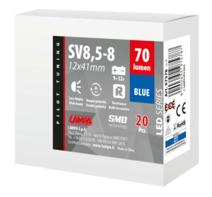 9/32V Led Series 2 SMD x 1 chip - 12x41 mm - SV8,5-8 - 20 pz  - Scatola - Blu - Doppia polarità - Resistenza incorporata - immagine 4