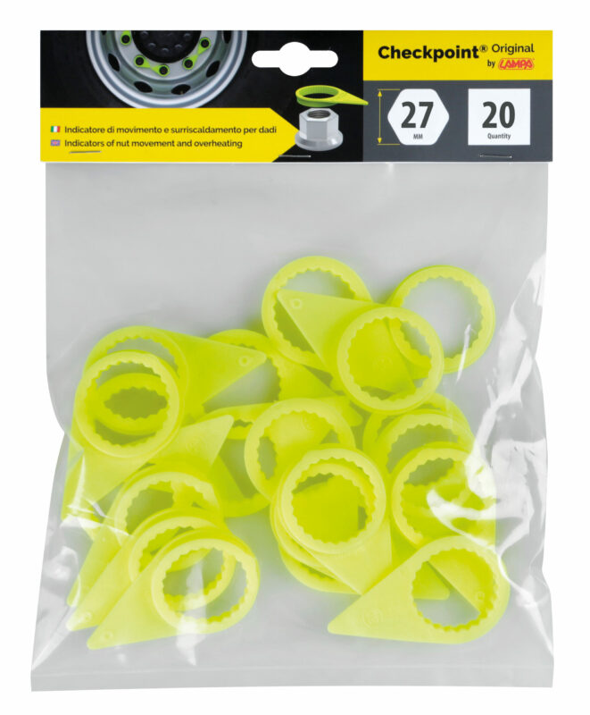 Checkpoint®, indicatori di serraggio per dado ruota, set 20 pz - 27 mm - Giallo fluo - immagine 3