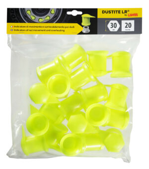Dustite LR®, indicatori di serraggio per dado ruota con cappuccio antipolvere, set 20 pz - 30 mm - Giallo fluo - immagine 5