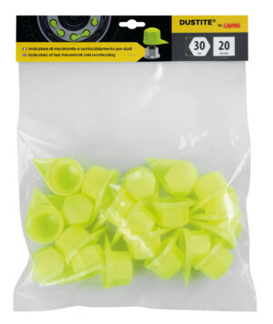 Dustite®, indicatori di serraggio per dado ruota con cappuccio antipolvere, set 20 pz - 30 mm - Giallo fluo - immagine 4