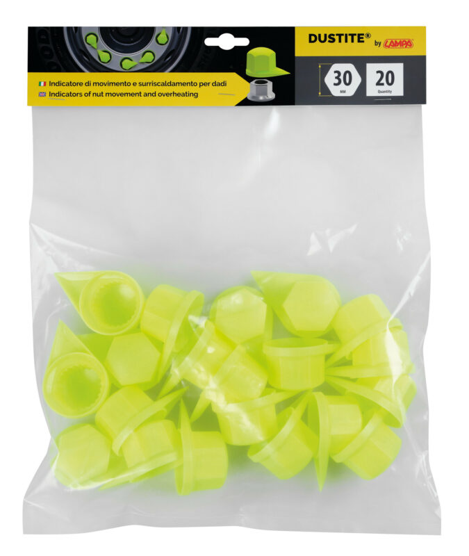 Dustite®, indicatori di serraggio per dado ruota con cappuccio antipolvere, set 20 pz - 30 mm - Giallo fluo - immagine 4