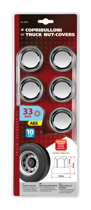 Set 10 copribulloni cromati in ABS - Ø 33 mm - immagine 3