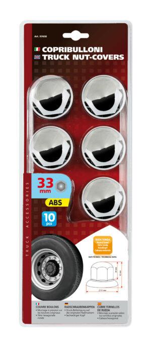 Set 10 copribulloni cromati in ABS - Ø 33 mm - immagine 3