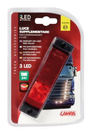 Luce supplementare a 3 Led con catarifrangente - 24V - Rosso - immagine 3
