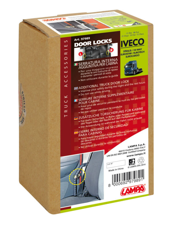 Serrature interne aggiuntive per cabina camion - compatibile per Iveco Eurocargo (10/91>) - Iveco Eurostar (04/92>09/04) - Iveco Eurotech (04/92>09/04) - Iveco Stralis (08/02>12/12) - Iveco Stralis (07/12>12/19) - Iveco Stralis Hi-Way (07/12>08/16) - Iveco Stralis XP (09/16>12/19) - immagine 5