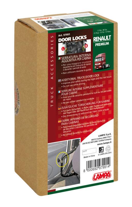 Serrature interne aggiuntive per cabina camion - compatibile per Renault Premium 1 (02/96>04/06) - Renault Premium 2 (09/05>12/13) - immagine 5