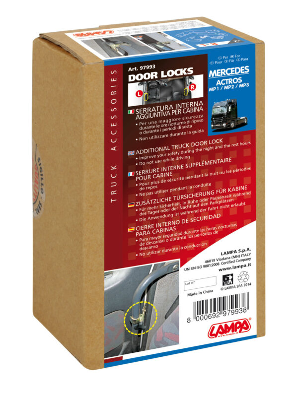 Serrature interne aggiuntive per cabina camion - compatibile per Mercedes Actros MP1 (09/96>09/03) - Mercedes Actros MP2 (04/03>12/08) - Mercedes Actros MP3 (06/08>12/13) - immagine 4