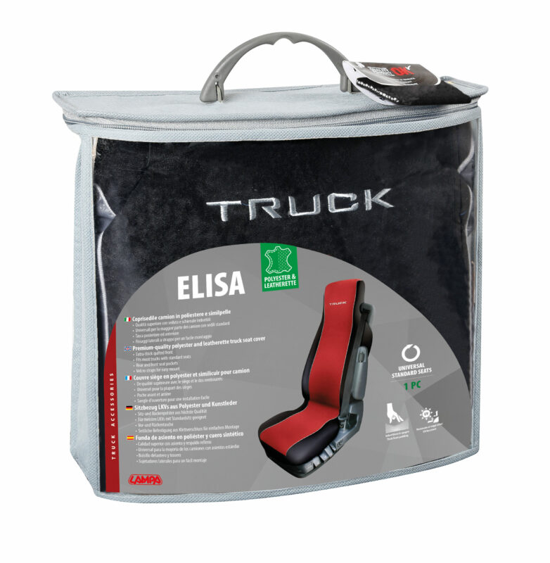 Elisa, coprisedile in poliestere e Skeentex per camion - Nero/Grigio - immagine 3