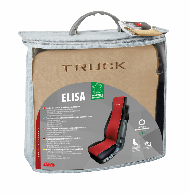Elisa, coprisedile in poliestere e Skeentex per camion - Beige/Nero - immagine 3