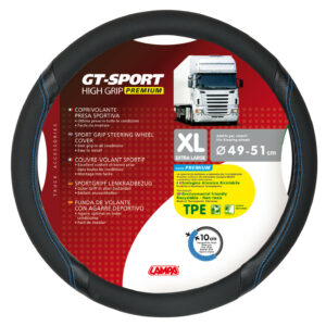 GT-Sport, coprivolante in Skeentex - XL - Ø 49/51 cm - Nero/Blu