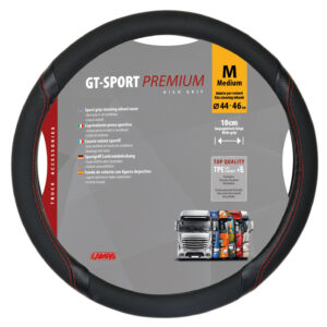 GT-Sport, coprivolante in Skeentex - M - Ø 44/46 cm - Nero/Rosso